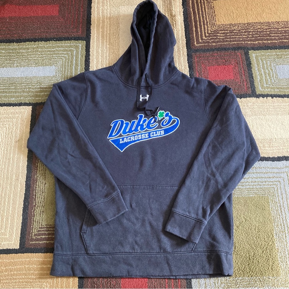 Duke University Lacrosse Club Hoodie NCAA Men's Sz L Under Armour Coldgear